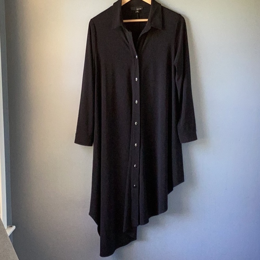 SUN KIM Lagenlook Asymmetric Hem Midi
Shirt Dress Black S